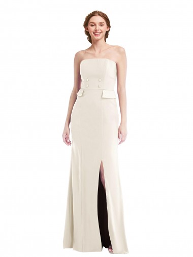 Sleeveless Ivory Strapless Stretch Crepe Trumpet Semi Formal Evening Dress / Prom Dress / Bridesmaid Dress Brighton