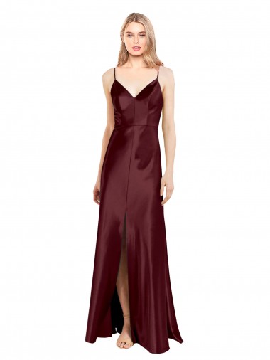 Sleeveless Spaghetti Straps Stretch Satin A-Line Bridesmaid Dress / Evening Dress Brighton