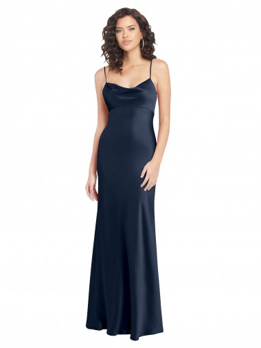 Sleeveless Cowl Neck Open Back Stretch Satin A-Line Black Tie Evening Gown / Prom Dress / Bridesmaid Dress Brighton