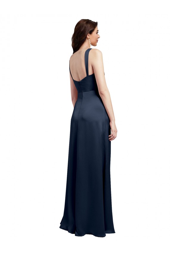 Sleeveless Cowl Neck Low Back Stretch Satin A-Line Formal Evening Gown / Prom Dress / Bridesmaid Dress Brighton