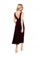 Sleeveless Burgundy V-Neck V-Back Stretch Velvet A-Line Prom Dress / Bridesmaid Dress Brighton