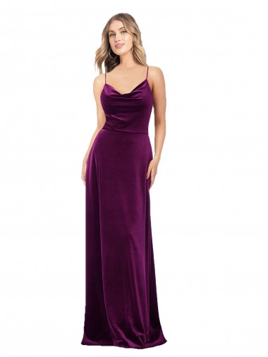 Sleeveless Scoop Neck Criss Cross Back Stretch Velvet A-Line Formal Evening Gown / Prom Dress / Bridesmaid Dress Brighton