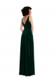 Sleeveless Dark Green V-Neck V-Back Stretch Velvet A-Line Bridesmaid Dress / Evening Dress Brighton