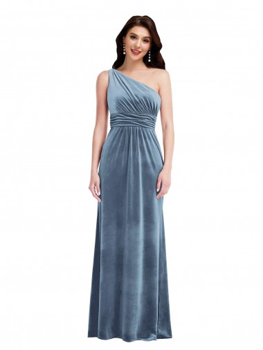 Sleeveless Off the Shoulder Stretch Velvet A-Line Bridesmaid Dress / Evening Dress Brighton