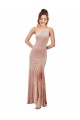 Sleeveless Pink One Shoulder Stretch Velvet Sheath Black Tie Evening Gown / Prom Dress / Bridesmaid Dress Brighton