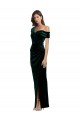 Sleeveless Off the Shoulder Stretch Velvet Sheath High Low Evening Gown / Prom Dress / Bridesmaid Dress Brighton