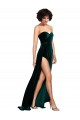 Sleeveless Dark Green Sweetheart Low Back Stretch Velvet A-Line Semi Formal Evening Dress / Prom Dress / Bridesmaid Dress Brighton