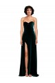 Sleeveless Dark Green Sweetheart Low Back Stretch Velvet A-Line Semi Formal Evening Dress / Prom Dress / Bridesmaid Dress Brighton