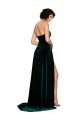 Sleeveless Dark Green Sweetheart Low Back Stretch Velvet A-Line Semi Formal Evening Dress / Prom Dress / Bridesmaid Dress Brighton